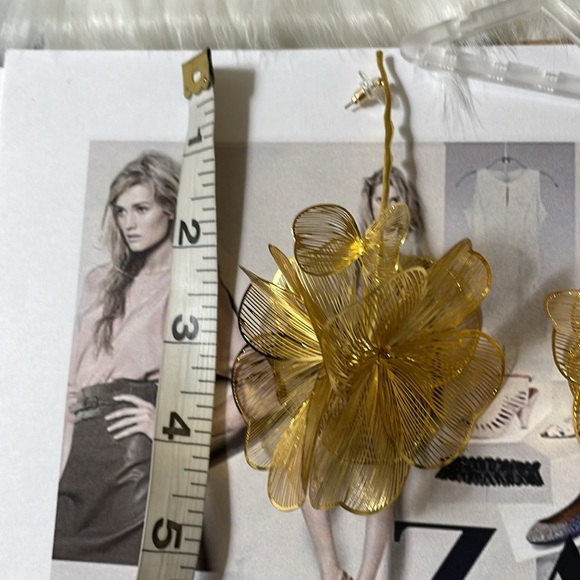 Zara Gold Branch Flower Drop Earrings - Picture 11 of 14